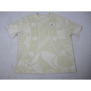 Jordan Shirt Womens Large Beige Flight Queen Of Hearts Jumpman MJ All Over Print